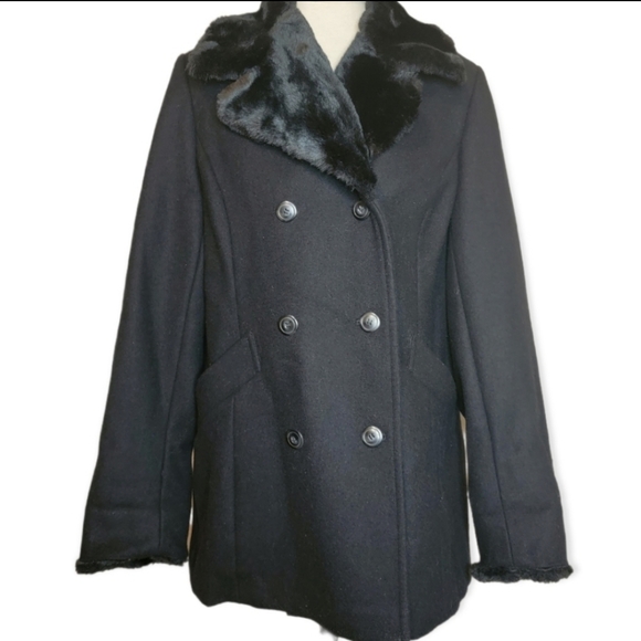 Carolina Colours Vintage Wool Blend Silk Lined Faux Fur Accented Coat, EUC, sz M - Picture 2 of 9